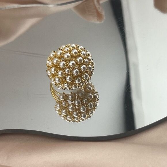 Golden Blossom Pearl Cluster Ring - Picture 8 of 10